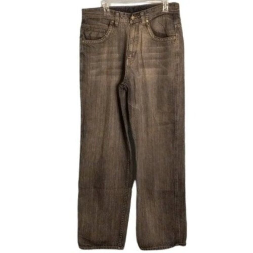 Vibes Gold Label Size W36 L34 Jeans Mens Straight Leg Black Denim Vintage Y2K